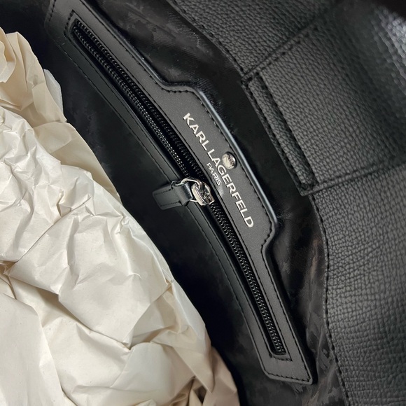 Karl Lagerfeld NWT Maybelle Black White Profile Face Paris Tote Purse Bag (P023) - Picture 9 of 12